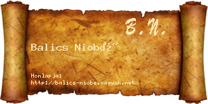 Balics Niobé névjegykártya
